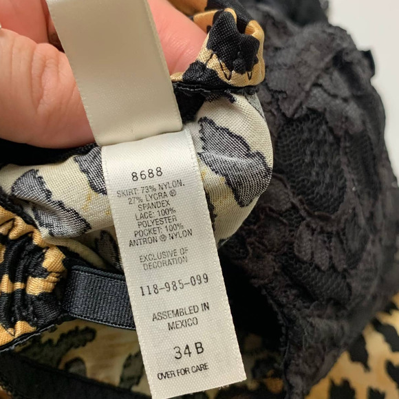 SOLD Vintage Y2K 34B Victoria Secret Bodycon Leopard Print Brown Black  Dress - Picture 6 of 11